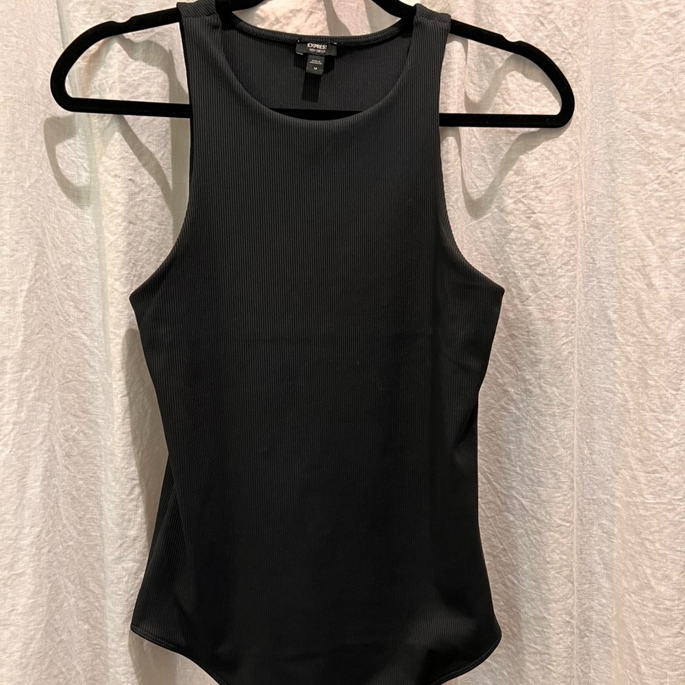 Express rib thong body contour bodysuit